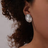 Wholesale Retro Geometric 316L Stainless Steel Gold Plated Bead Inlaid Round Flower Shape Earrings For Women