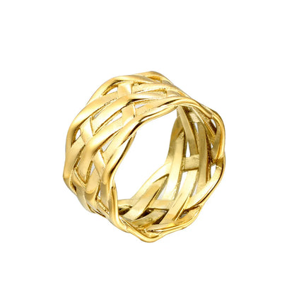 Retro Geometric Titanium Steel None 18K Gold Plated Rhodium Plated Men'S Rings