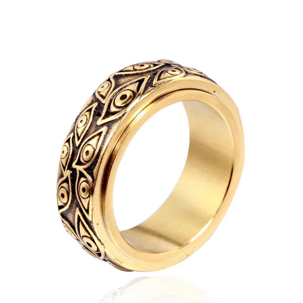 Retro Geometric Titanium Steel Polishing None 18K Gold Plated Men'S Rings