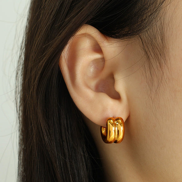 Wholesale Retro Geometric Ushape Electroplated 316L Stainless Steel Earrings For Women