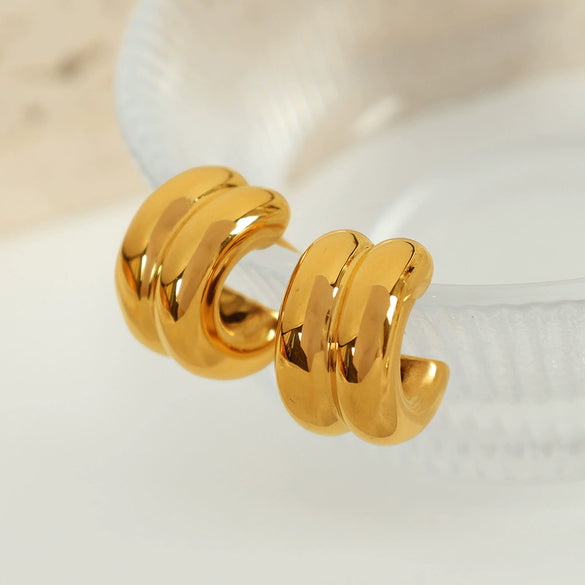 Wholesale Retro Geometric Ushape Electroplated 316L Stainless Steel Earrings For Women