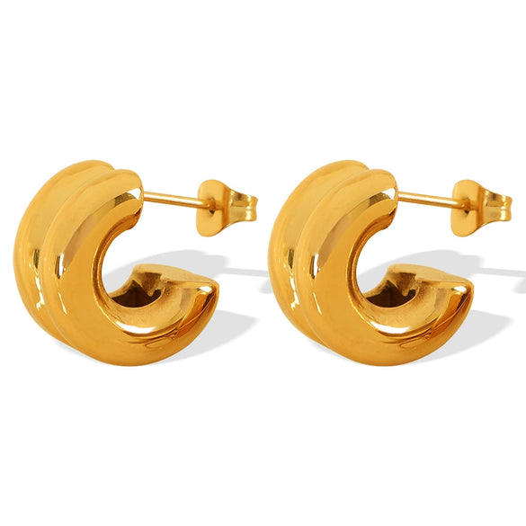 Wholesale Retro Geometric Ushape Electroplated 316L Stainless Steel Earrings For Women