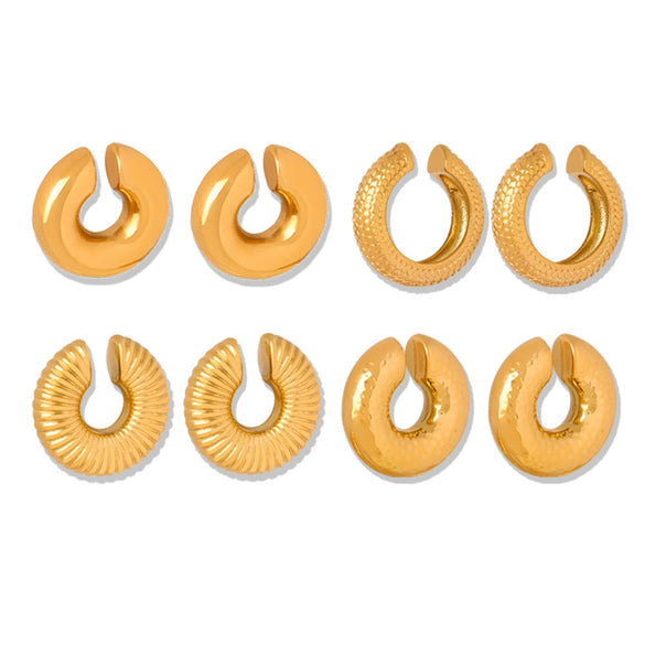 Wholesale Retro Geometric Ushaped Titanium Steel 18K Gold Plated Colored Glaze Women's Earrings