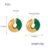 Wholesale Retro Geometric Ushaped Titanium Steel 18K Gold Plated Colored Glaze Women's Earrings
