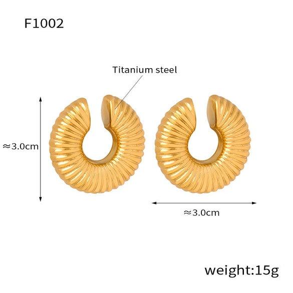 Wholesale Retro Geometric Ushaped Titanium Steel 18K Gold Plated Colored Glaze Women's Earrings