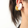 Wholesale Retro Geometric Ushaped Titanium Steel 18K Gold Plated Colored Glaze Women's Earrings
