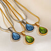 Wholesale Retro Geometric Water Drop Pendant Stainless Steel And Titanium Steel Necklace For Women With Electroplating