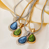 Wholesale Retro Geometric Water Drop Pendant Stainless Steel And Titanium Steel Necklace For Women With Electroplating
