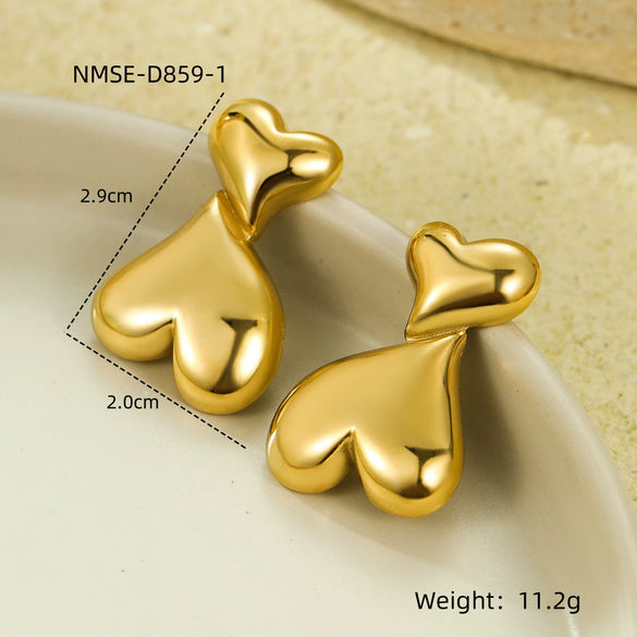 Wholesale Retro Gold Earrings Stainless Steel 18K Gold Geometric Style Electroplating For Women