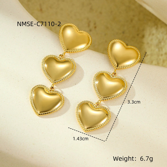 Wholesale Retro Gold Earrings Stainless Steel 18K Gold Geometric Style Electroplating For Women