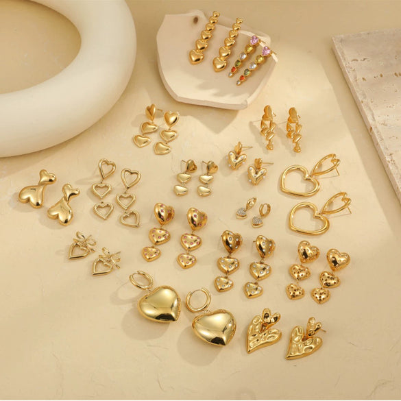 Wholesale Retro Gold Earrings Stainless Steel 18K Gold Geometric Style Electroplating For Women