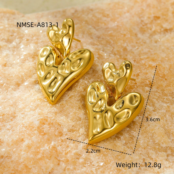 Wholesale Retro Gold Earrings Stainless Steel 18K Gold Geometric Style Electroplating For Women