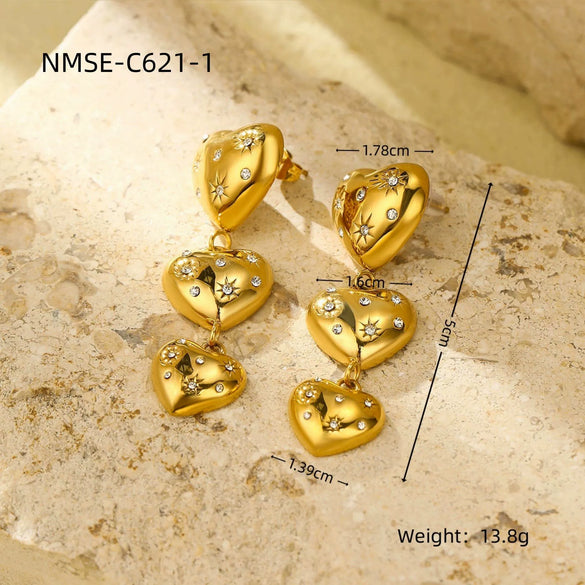 Wholesale Retro Gold Earrings Stainless Steel 18K Gold Geometric Style Electroplating For Women