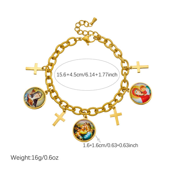 Wholesale Retro Goldplated Stainless Steel Jewelry Set For Women With Cross Crown And Roman Numerals Necklaces And Bracelets