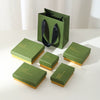 Wholesale Retro Green Gold Ring Box Earrings Necklace Bracelet Jewelry Storage Packaging Box Made Of Paper And Cardboard