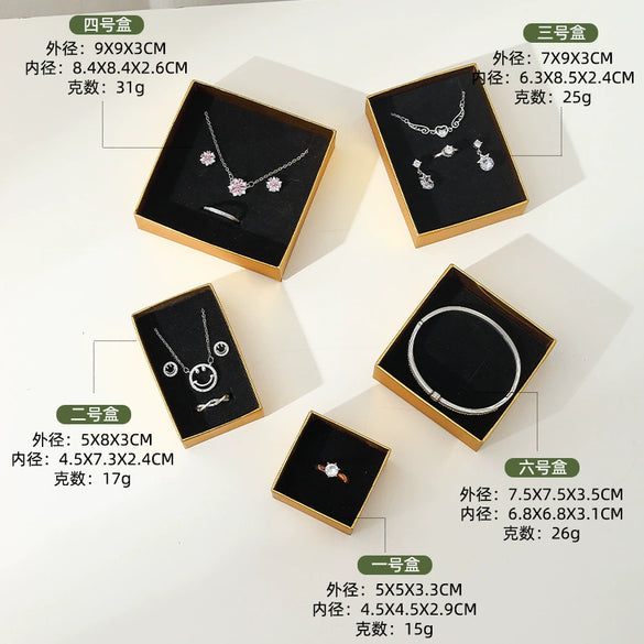 Wholesale Retro Green Gold Ring Box Earrings Necklace Bracelet Jewelry Storage Packaging Box Made Of Paper And Cardboard