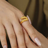 Wholesale Retro Hammered Karst Geometric Stainless Steel Ring With Electroplating For Women