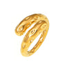 Wholesale Retro Hammered Karst Geometric Stainless Steel Ring With Electroplating For Women