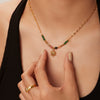 Wholesale Retro Handmade Titanium Steel Cat's Eye Stone Sun Pendant Necklace With Geometric Pattern For Women