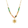 Wholesale Retro Handmade Titanium Steel Cat's Eye Stone Sun Pendant Necklace With Geometric Pattern For Women