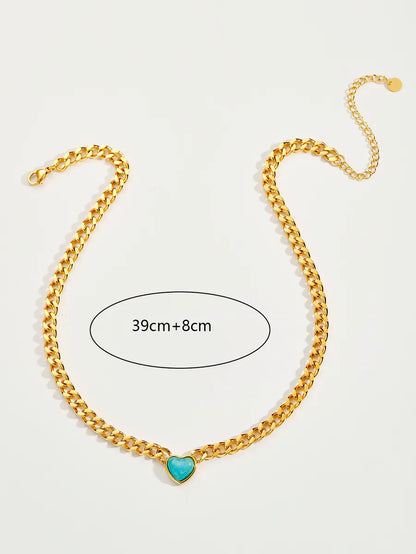 Wholesale Retro Heart Shape Stainless Steel Plating 18k Gold Plated Pendant Necklace