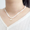 Wholesale Retro Heartshaped And Ushaped Pendant Imitation Pearl And Alloy Doublelayer Necklace Handmade For Women