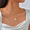 Wholesale Retro Highend Titanium Steel Artificial Pearl Dropshaped Pendant Necklace Clavicle Chain With Electroplating