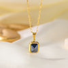 Wholesale Retro Hiphop Geometric Titanium Steel Plated 18K Color Gemstone Oshaped Chain Necklace Jewelry For Women