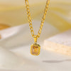 Wholesale Retro Hiphop Geometric Titanium Steel Plated 18K Color Gemstone Oshaped Chain Necklace Jewelry For Women