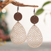 Wholesale Retro Hollow Spider Web Stitching Leather Drop Shape Women's Earrings