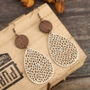 Wholesale Retro Hollow Spider Web Stitching Leather Drop Shape Women's Earrings