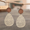 Wholesale Retro Hollow Spider Web Stitching Leather Drop Shape Women's Earrings