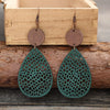 Wholesale Retro Hollow Spider Web Stitching Leather Drop Shape Women's Earrings