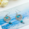 Wholesale Retro Hollow Turquoise Water Drop Earrings With Bohemian Tassels Alloy Electroplated Jewelry For Women
