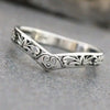 Wholesale Retro Hollow Women's Rings Copper Heart Geometric Antique Silver Electroplated