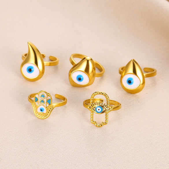 Wholesale Retro Hot Devil's Eye Ring In Stainless Steel With Electroplating