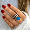Wholesale Retro Imitation Pearl Opening Ring With Geometric Pattern For Women