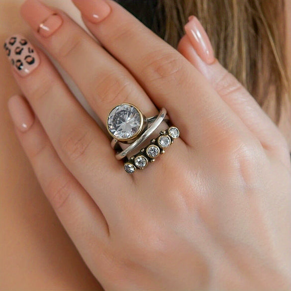 Wholesale Retro Imitation Pearl Opening Ring With Geometric Pattern For Women