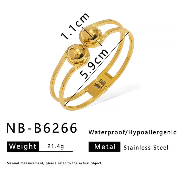 Wholesale Retro Ins Style Geometric Lines Hollow Diamond Stainless Steel Bracelet 18K Vacuum Plated In Furnace