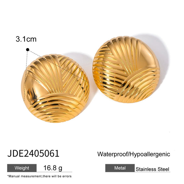 Wholesale Retro Irregular Rib Stainless Steel Earrings For Women With Electroplating Design