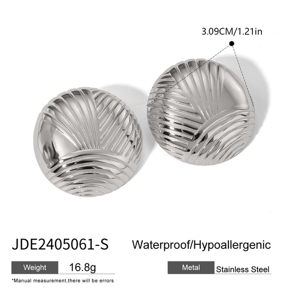 Wholesale Retro Irregular Rib Stainless Steel Earrings For Women With Electroplating Design