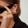 Wholesale Retro Irregular Rib Stainless Steel Earrings For Women With Electroplating Design