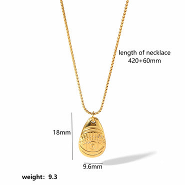 Retro Irregular Square Heart Shape Stainless Steel Polishing Plating Inlay Turquoise 18k Gold Plated Pendant Necklace