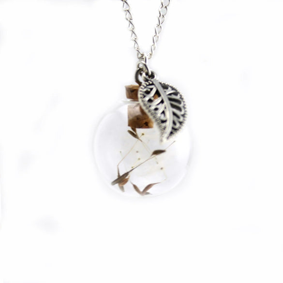 Wholesale Retro Jewelry Alloy Dandelion Necklace With Mixed Gem Inlay And Plaid Pattern