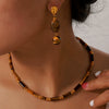 Wholesale Retro Jewelry Set With Tiger Eye Stone Beaded Design Electroplated Titanium Steel For Men And Women