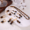 Wholesale Retro Jewelry Set With Tiger Eye Stone Beaded Design Electroplated Titanium Steel For Men And Women