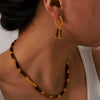 Wholesale Retro Jewelry Set With Tiger Eye Stone Beaded Design Electroplated Titanium Steel For Men And Women