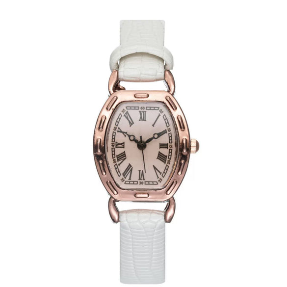 Wholesale Retro Ladies Alloy Case Pu Strap Barrel Shape Quartz Watch