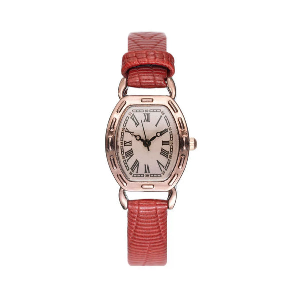 Wholesale Retro Ladies Alloy Case Pu Strap Barrel Shape Quartz Watch