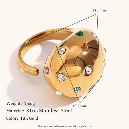 Wholesale Retro Lady Geometric Stainless Steel Plating Inlay Zircon Open Rings